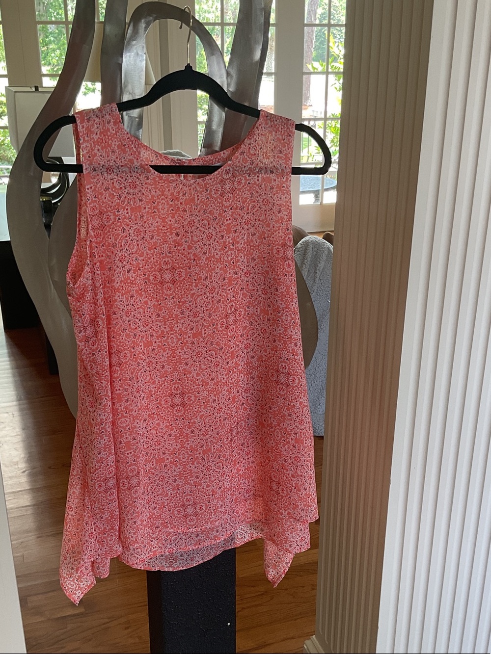 Fever Coral Pink Sleeveless Floral Tunic